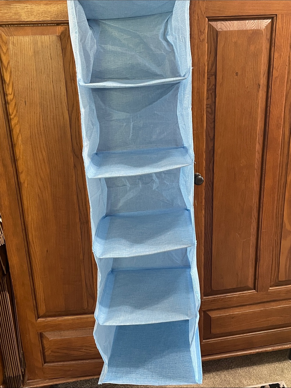 Light Blue Hanging Closet Organizer Shelves
NWOT Lightweight 5 Storage cubbies